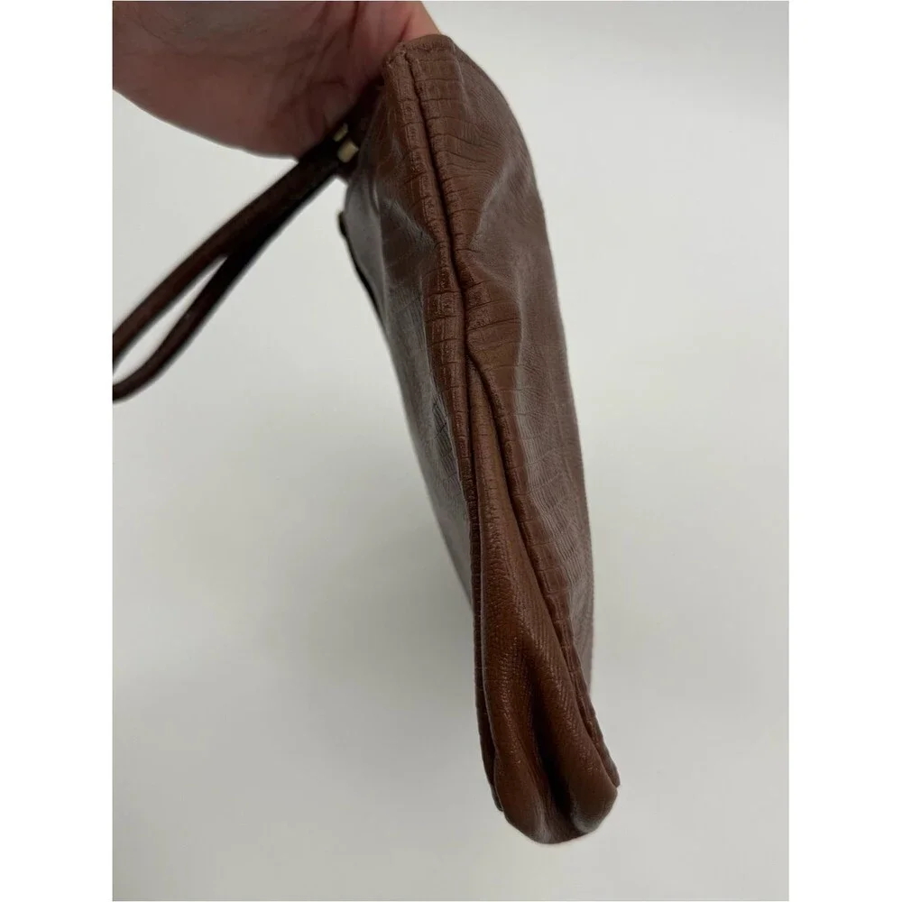 Unbranded Vintage Brown Faux Leather Clutch Bag Wristlet